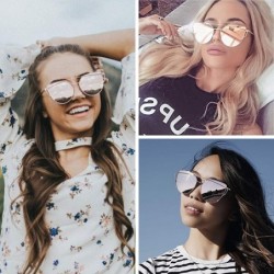 Oversized Elegant Street Fashion Metal Frame Women Mirror Cat Eye Sunglasses - Gold Frame / Mirror Pink Lens - CJ12N1IXNM5 $1...