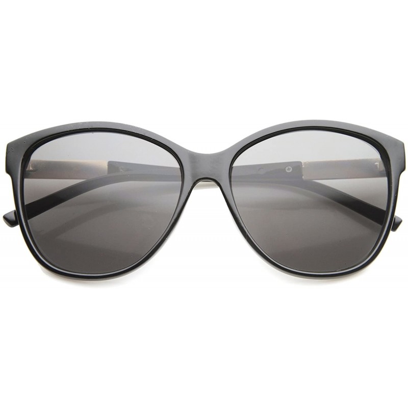 Cat Eye Women's Glam Fashion Metal Temple Oversize Cat Eye Sunglasses 59mm - Black-gold / Smoke - CG12I21SHNR $10.75
