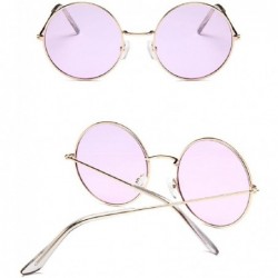 Round Fashion Round Polarized Sunglasses Metal Frame Flat Circle lens Glasses Men Women UV400 - Type1 - CK18EWZ04QZ $9.21