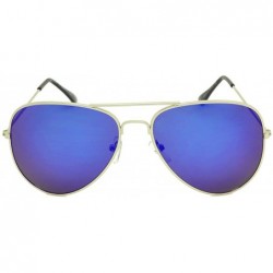 Aviator Classic Aviator Sunglasses Lightweight Metal Frame Polarized Lens - Style 1- Silver/ Irisdescent - CF195A6L6X3 $24.66