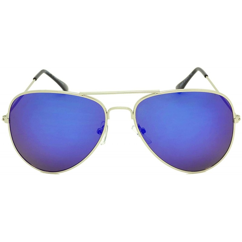 Aviator Classic Aviator Sunglasses Lightweight Metal Frame Polarized Lens - Style 1- Silver/ Irisdescent - CF195A6L6X3 $11.82