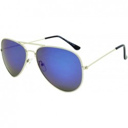 Aviator Classic Aviator Sunglasses Lightweight Metal Frame Polarized Lens - Style 1- Silver/ Irisdescent - CF195A6L6X3 $11.82