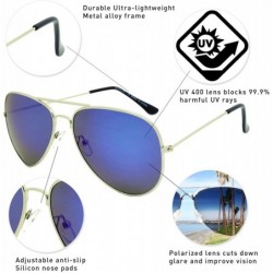 Aviator Classic Aviator Sunglasses Lightweight Metal Frame Polarized Lens - Style 1- Silver/ Irisdescent - CF195A6L6X3 $11.82