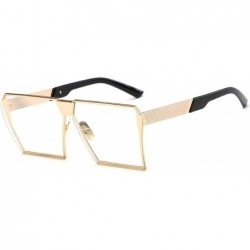 Oversized Oversized Vintage Square Metal Frame Sunglasses - Gold-transparent - CG18E6XML0K $21.20