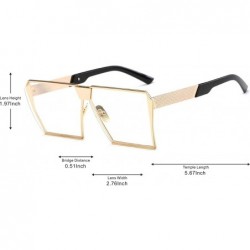 Oversized Oversized Vintage Square Metal Frame Sunglasses - Gold-transparent - CG18E6XML0K $12.49