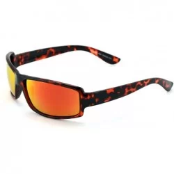 Rectangular Rectangular Polarized Sunglasses Cycling Softball - Tortoise Fire - Amber Lens - C418DHT2NR5 $26.09