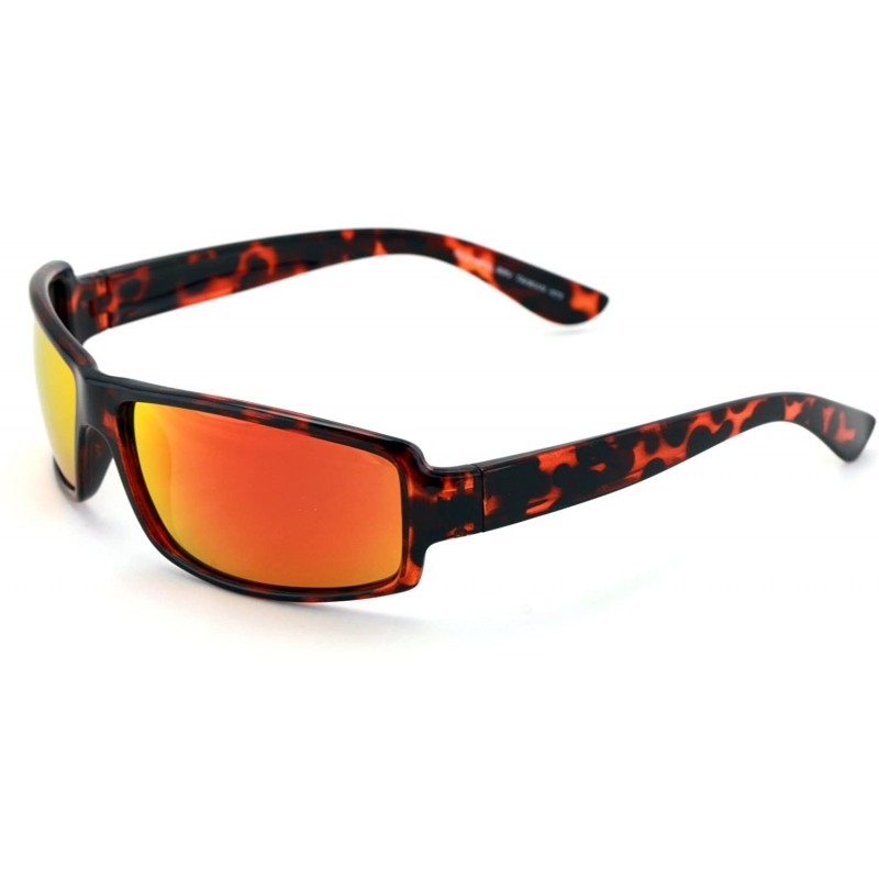 Rectangular Rectangular Polarized Sunglasses Cycling Softball - Tortoise Fire - Amber Lens - C418DHT2NR5 $12.87