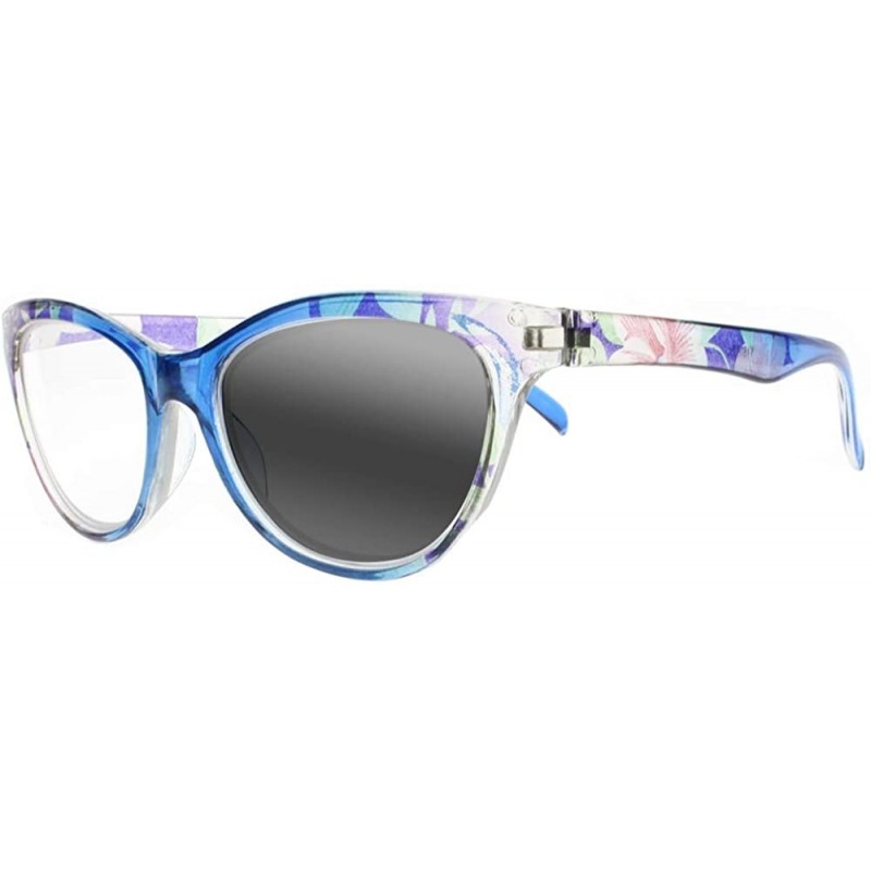 Cat Eye Womens Cat Eye near vision Glasses Retro Flower Myopia Glasses Sun Nearsighted - Blue - CR18WC4AO86 $19.59