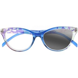 Cat Eye Womens Cat Eye near vision Glasses Retro Flower Myopia Glasses Sun Nearsighted - Blue - CR18WC4AO86 $19.59