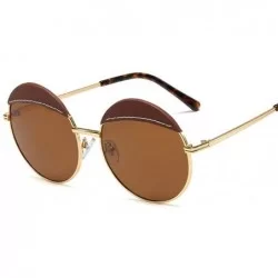 Round 2020 New Fashion Metal Sunglasses Ladies Round Frame Sunglasses Retro Tide Black Red Sun Glasses - Brown - CJ192ZGGKN6 ...