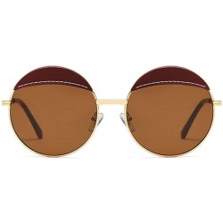 Round 2020 New Fashion Metal Sunglasses Ladies Round Frame Sunglasses Retro Tide Black Red Sun Glasses - Brown - CJ192ZGGKN6 ...
