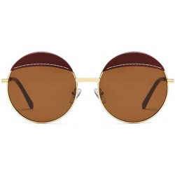 Round 2020 New Fashion Metal Sunglasses Ladies Round Frame Sunglasses Retro Tide Black Red Sun Glasses - Brown - CJ192ZGGKN6 ...