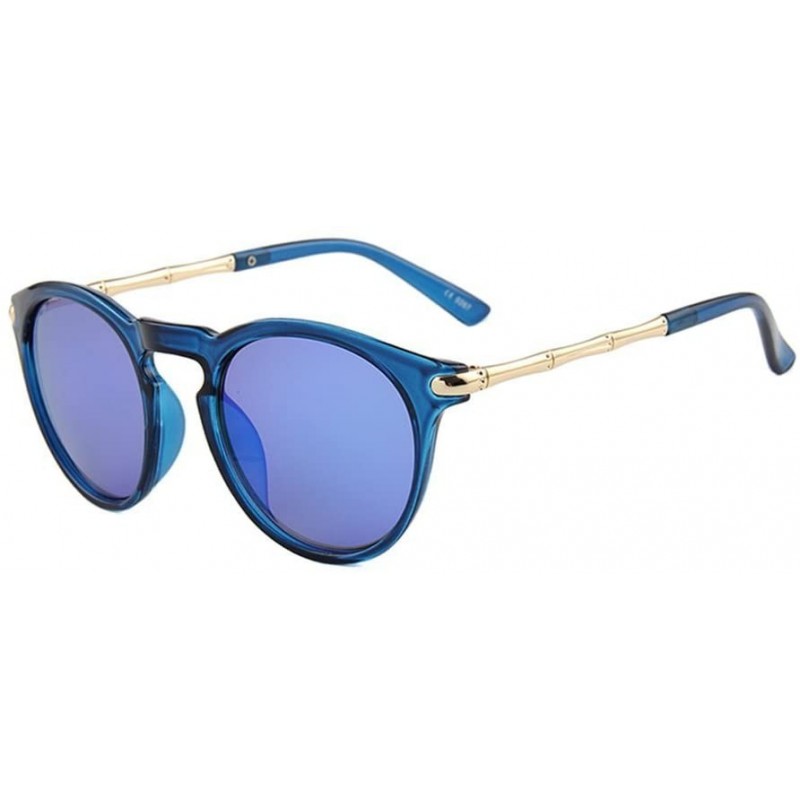 Round Sunglasses for Women - UV400 Womens Round Cat Eye Sunglasses Protection Outdoor Sunglasses - Bleu - CC18E4TQ8M5 $10.90