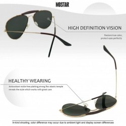 Aviator Ultra classic UV Protection high definition visual Lens Great Quality decent Sunglasses - Gold Frame + Green Lens - C...