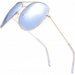 Aviator Classic Aviator Frame Light Color Lens XL Oversized Sunglasses Gift Box - Gold - CY1867ETYZY $12.39