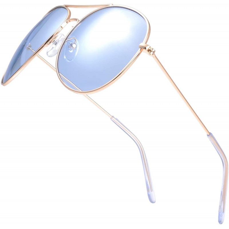 Aviator Classic Aviator Frame Light Color Lens XL Oversized Sunglasses Gift Box - Gold - CY1867ETYZY $12.39