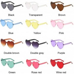 Semi-rimless One Piece Love Heart Lens Sunglasses Women Transparent Plastic Glasses Style Sun Clear Candy Color - Transparent...