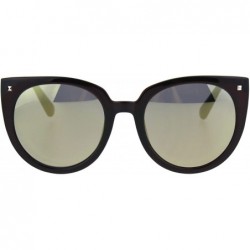 Round Retro Womens Round Oversize Color Mirror Cat Eye Sunglasses - Brown Gold - CP185OIDS2Z $10.68