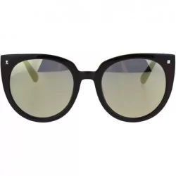 Round Retro Womens Round Oversize Color Mirror Cat Eye Sunglasses - Brown Gold - CP185OIDS2Z $10.68