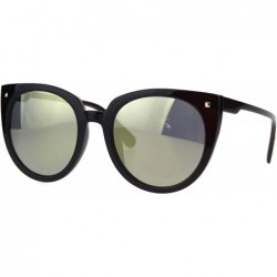 Round Retro Womens Round Oversize Color Mirror Cat Eye Sunglasses - Brown Gold - CP185OIDS2Z $10.68
