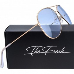 Aviator Classic Aviator Frame Light Color Lens XL Oversized Sunglasses Gift Box - Gold - CY1867ETYZY $12.39