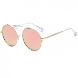 Round Fashion Designer Mirrored Polarized Round Sunglasses Fashion Eyewear - Gold/Rose - CB17Y20GLO4 $24.89