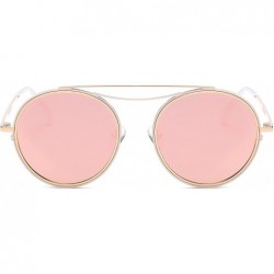 Round Fashion Designer Mirrored Polarized Round Sunglasses Fashion Eyewear - Gold/Rose - CB17Y20GLO4 $24.89