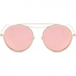 Round Fashion Designer Mirrored Polarized Round Sunglasses Fashion Eyewear - Gold/Rose - CB17Y20GLO4 $24.89