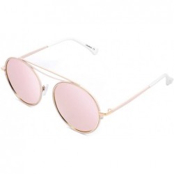 Round Fashion Designer Mirrored Polarized Round Sunglasses Fashion Eyewear - Gold/Rose - CB17Y20GLO4 $24.89