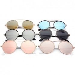 Round Fashion Designer Mirrored Polarized Round Sunglasses Fashion Eyewear - Gold/Rose - CB17Y20GLO4 $24.89