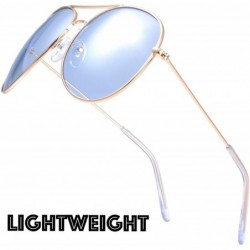 Aviator Classic Aviator Frame Light Color Lens XL Oversized Sunglasses Gift Box - Gold - CY1867ETYZY $12.39