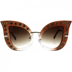 Butterfly Womens Oversized Rhinestone Sunglasses Dramatic Butterfly Fashion Shades - Brown - CS18HU80Z83 $20.05