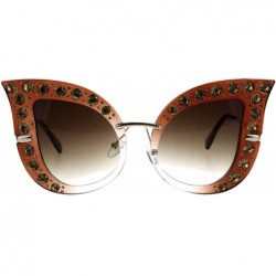 Butterfly Womens Oversized Rhinestone Sunglasses Dramatic Butterfly Fashion Shades - Brown - CS18HU80Z83 $12.93