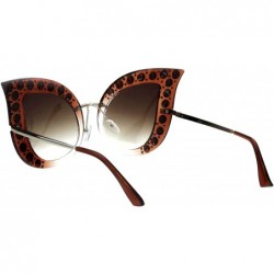 Butterfly Womens Oversized Rhinestone Sunglasses Dramatic Butterfly Fashion Shades - Brown - CS18HU80Z83 $12.93