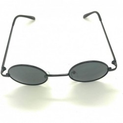 Oval John Black 60'S Hippie Sunglasses Smoke Hippy Glasses Round - Black - C018SKH27UU $7.39