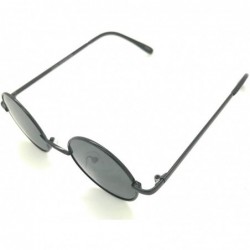 Oval John Black 60'S Hippie Sunglasses Smoke Hippy Glasses Round - Black - C018SKH27UU $7.39