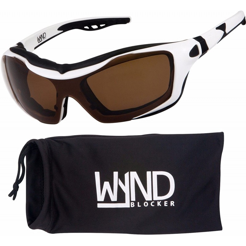 Round Polarized Riding Sunglasses Extreme Sports Wrap Motorcycle Glasses - White - CX17YQ8EAUE $18.05