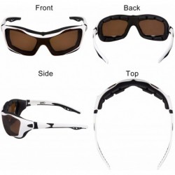 Round Polarized Riding Sunglasses Extreme Sports Wrap Motorcycle Glasses - White - CX17YQ8EAUE $18.05