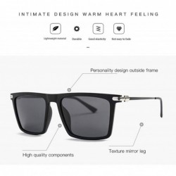 Square TR90 Spectacle Frame TAC1.1 Polarized Sunglasses Business Casual Men's Fashion Sunglasses - Sand Black Grey C2 - CX190...