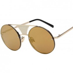 Round Sunglasses Mens Round Metal Glasses Retro Brand Designer Men Sunglasses Coating Mirrored Top Quality Uv400 - CZ18S57I45...