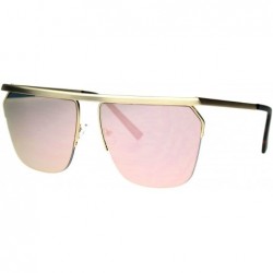 Rectangular Flat Top Metal Rim Color Mirror Lens Futuristic Rectangular Sunglasses - Gold Pink - C017AYTGY7D $23.43