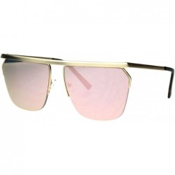 Rectangular Flat Top Metal Rim Color Mirror Lens Futuristic Rectangular Sunglasses - Gold Pink - C017AYTGY7D $9.50