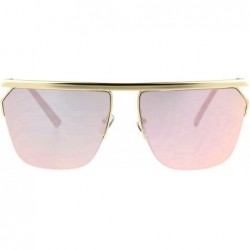 Rectangular Flat Top Metal Rim Color Mirror Lens Futuristic Rectangular Sunglasses - Gold Pink - C017AYTGY7D $9.50