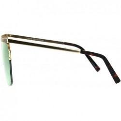 Rectangular Flat Top Metal Rim Color Mirror Lens Futuristic Rectangular Sunglasses - Gold Pink - C017AYTGY7D $9.50