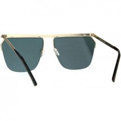 Rectangular Flat Top Metal Rim Color Mirror Lens Futuristic Rectangular Sunglasses - Gold Pink - C017AYTGY7D $9.50