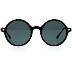 Round Unisex Fashion Sunglasses Round Circle Horn Rim Frame Flat Lens UV 400 - Black Silver (Black) - CR1882X2EYR $24.65