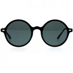 Round Unisex Fashion Sunglasses Round Circle Horn Rim Frame Flat Lens UV 400 - Black Silver (Black) - CR1882X2EYR $20.82