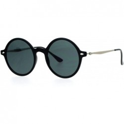 Round Unisex Fashion Sunglasses Round Circle Horn Rim Frame Flat Lens UV 400 - Black Silver (Black) - CR1882X2EYR $12.33