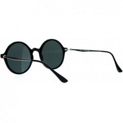 Round Unisex Fashion Sunglasses Round Circle Horn Rim Frame Flat Lens UV 400 - Black Silver (Black) - CR1882X2EYR $12.33