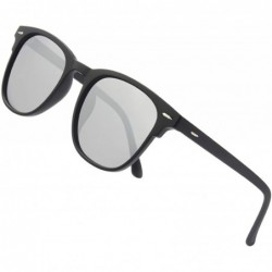 Rectangular Polarized Sunglasses Lightweight Protection - Matte Silver /Mirrored /Gy1801 - CJ18XATI089 $19.83